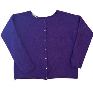 Sezane Women's Small Dark Purple Gaspard Cardigan Mohair Alpaca Pearl Buttons